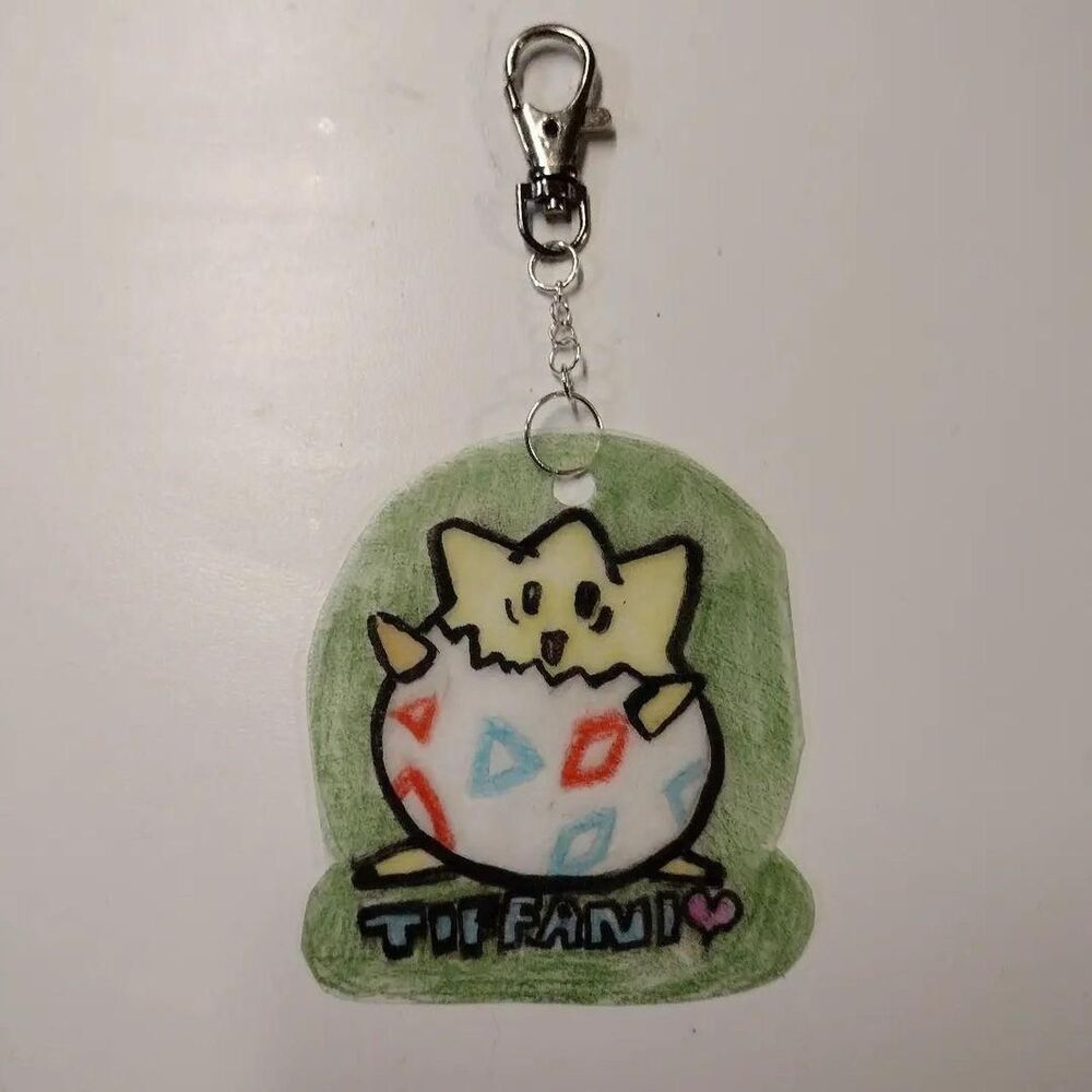 Pokemon keychain on unbaked shrinky dink paper 3-4" Kawaii Handmade Drawing